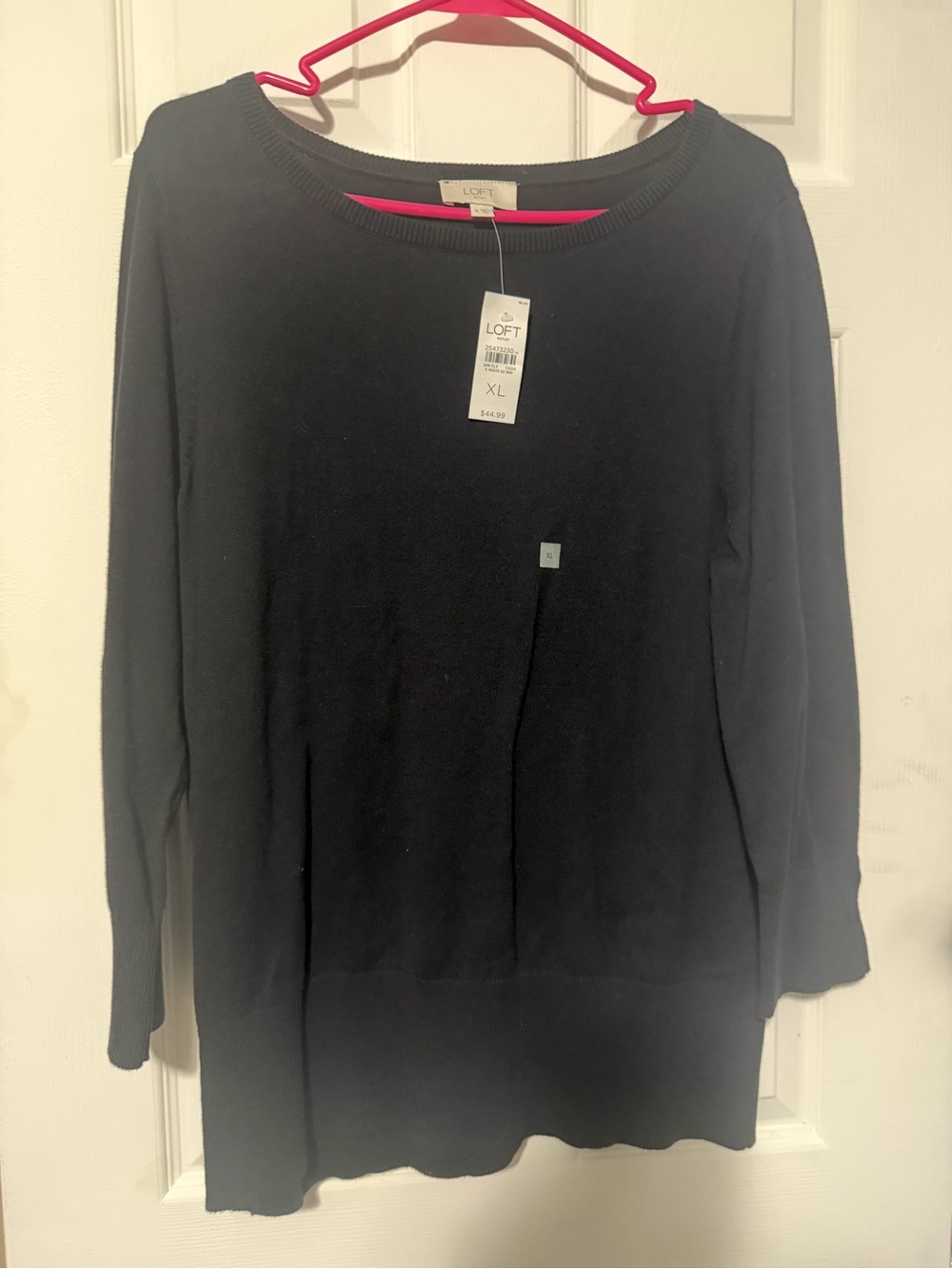 LOFT Black Boatneck Long Sleeve Knit Top